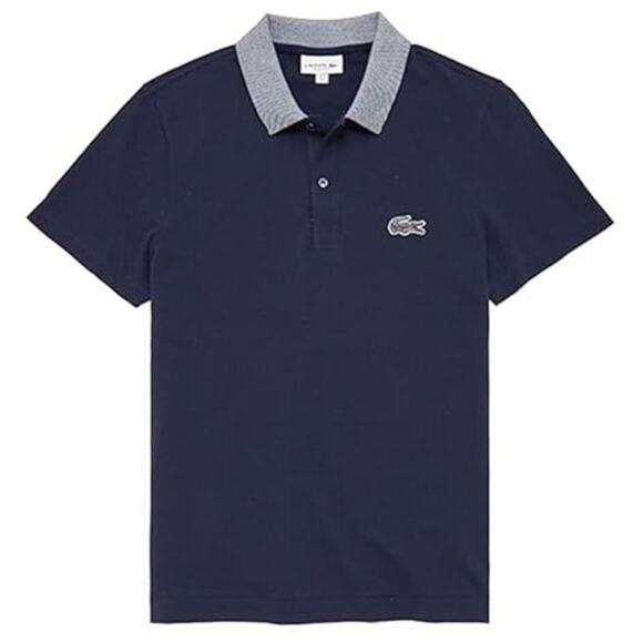 Lacoste Men's Short Mini Pique Regular Fit Caviar Croc Polo Shirt Navy Blue XL - Picture 1 of 2